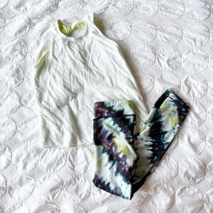 Athleta Girl White Tank Tie Dye Leggings Bundle 8 10
